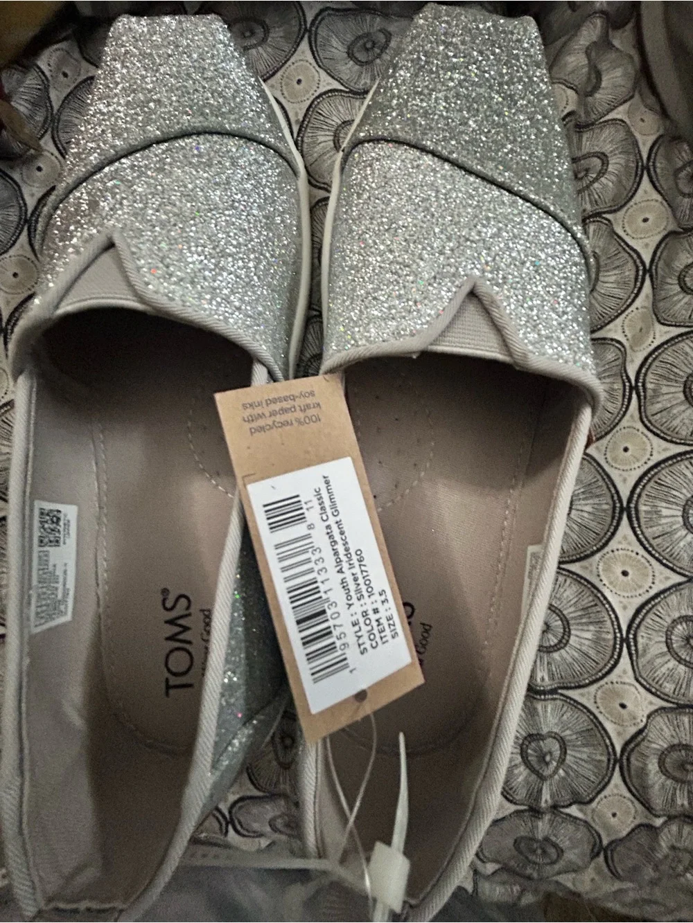 TOMS Silver Glitter Alpargata Loafers